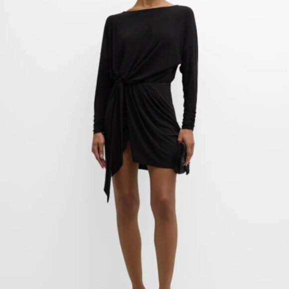 Ramy Brook Naomi Long-Sleeve Wrap Mini Dress – Black, Size XS – NWT - Picture 5 of 5